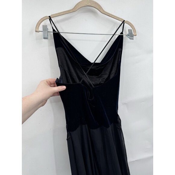 Rimini Maxi Dress Women 6 Navy Blue Velour Fairy Grunge Whimsigoth Beaded - Picture 7 of 10